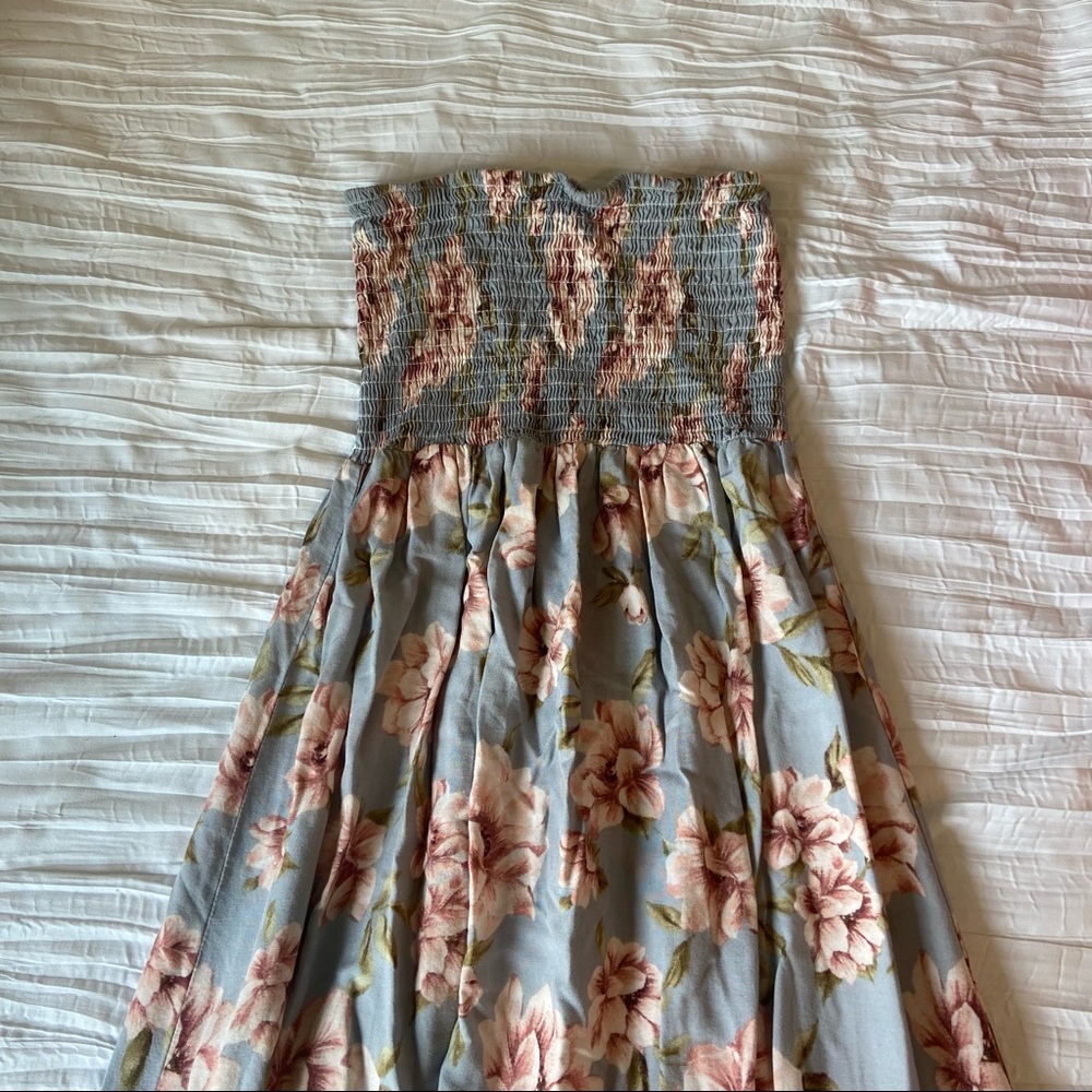 Floral Print Tube Top Maxi Dress